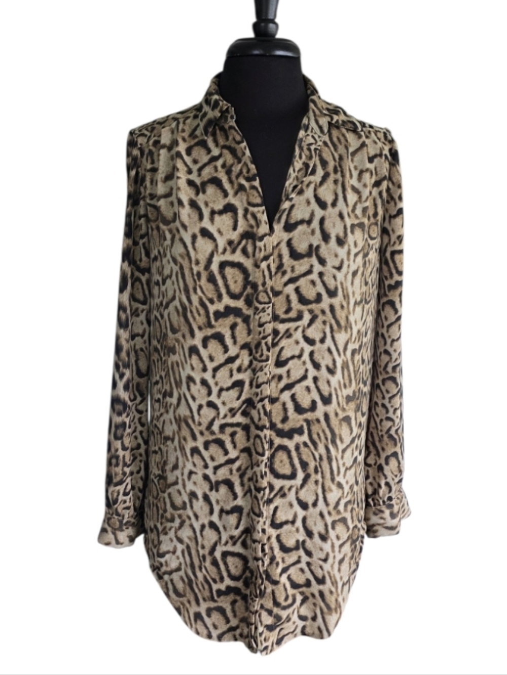 Express Leopard Print Button-Down Shirt Boho Chic Animal Print Top Small